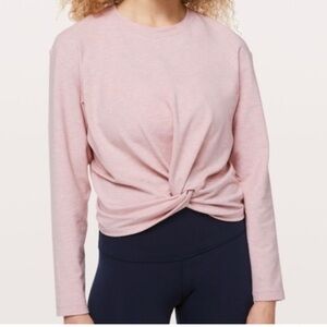 Lululemon Tuck & Gather Pullover Long Sleeve Shirt Light Pink Heathered Fabric